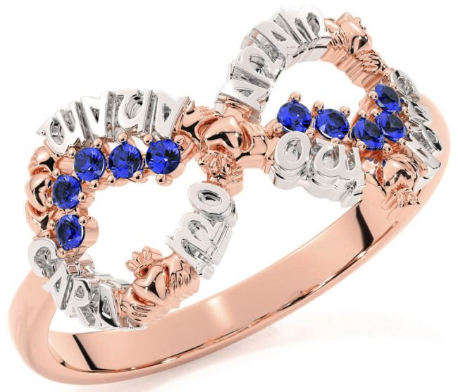 Sapphire Rose Gold Silver Claddagh Infinity Irish 
