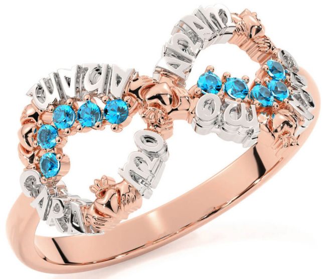 Topaz Rose Gold Silver Claddagh Infinity Irish 
