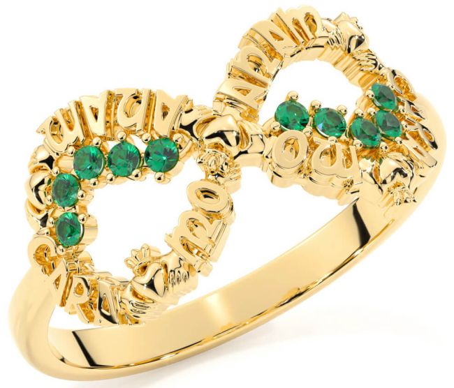 Emerald Gold Silver Claddagh Infinity Irish 