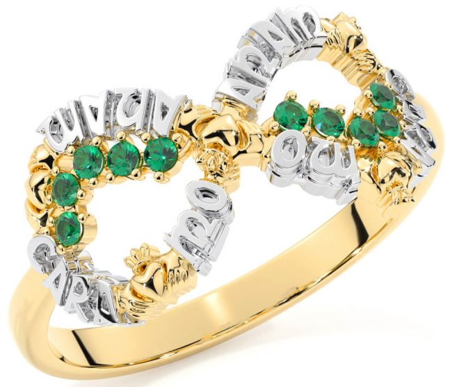 Emerald Gold Silver Claddagh Infinity Irish 