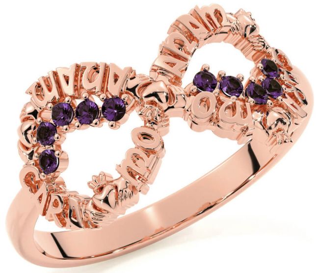 Alexandrite Rose Gold Claddagh Infinity Irish 