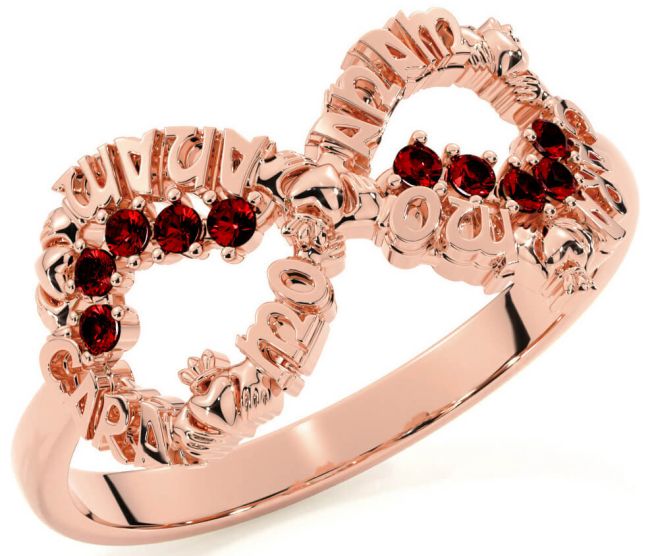 Garnet Rose Gold Claddagh Infinity Irish 