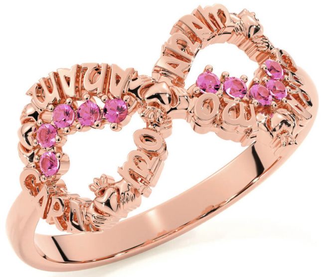 Pink Tourmaline Rose Gold Claddagh Infinity Irish 