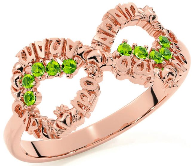 Peridot Rose Gold Claddagh Infinity Irish 