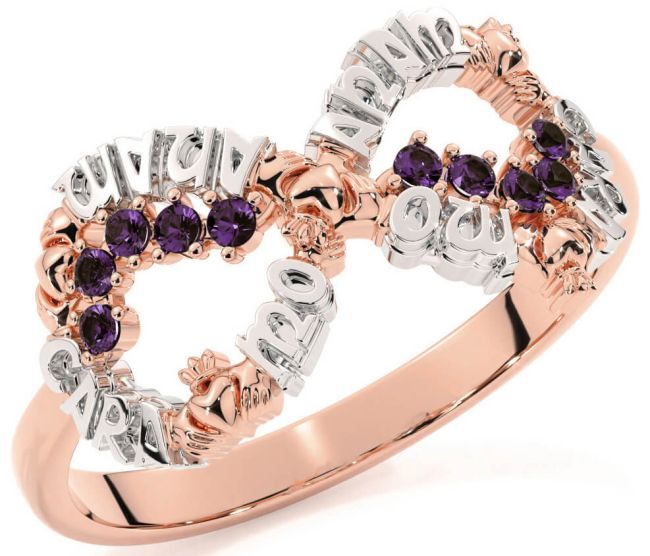 Alexandrite White Rose Gold Claddagh Infinity Irish 