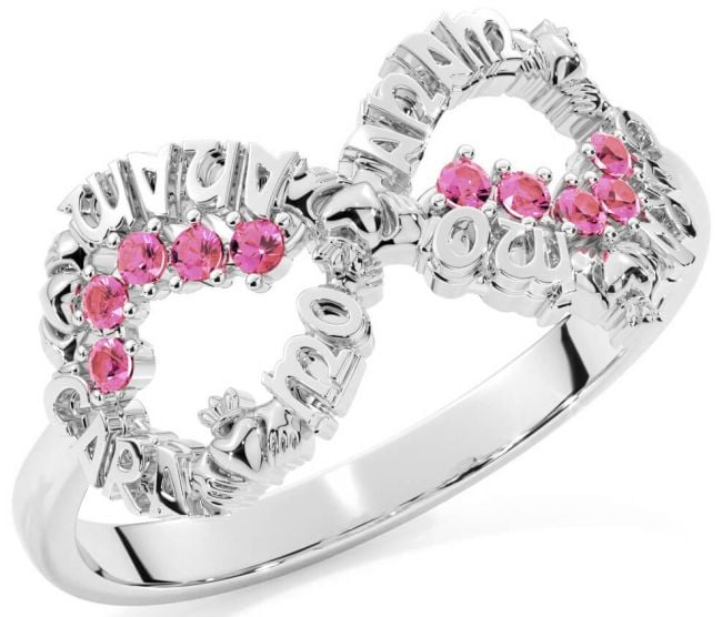 Pink Tourmaline Silver Claddagh Infinity Irish 