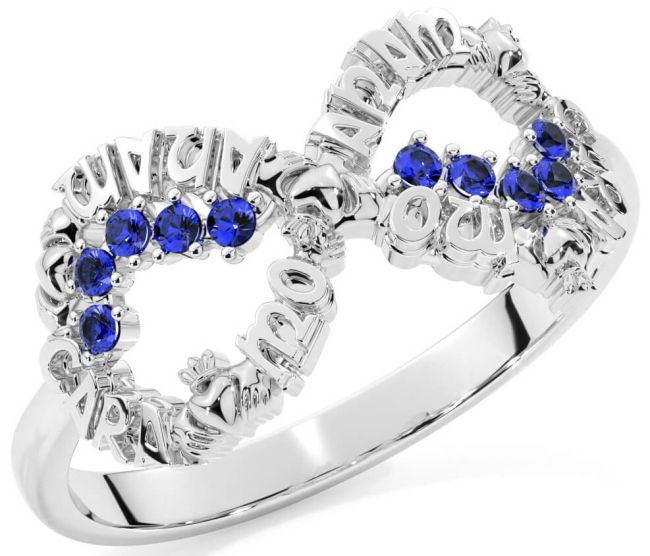 Sapphire Silver Claddagh Infinity Irish 
