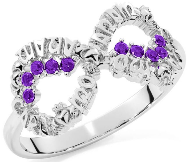 Amethyst White Gold Claddagh Infinity Irish 