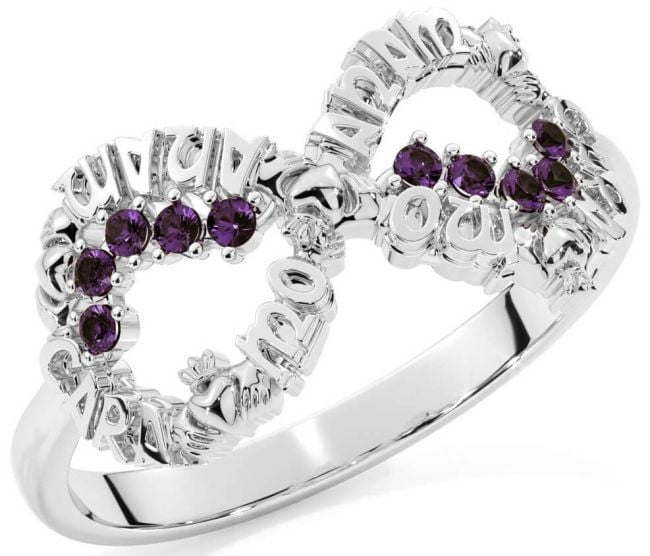 Alexandrite White Gold Claddagh Infinity Irish 
