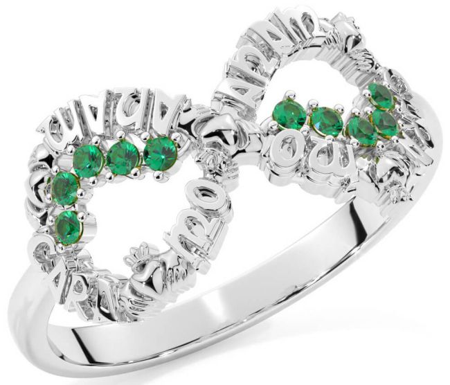 Emerald White Gold Claddagh Infinity Irish 