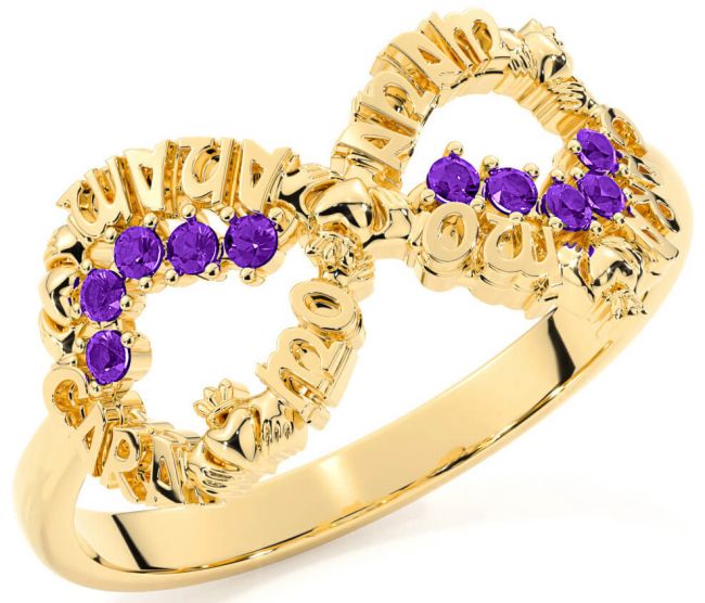 Amethyst Gold Claddagh Infinity Irish 