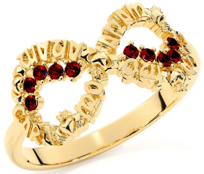 Garnet Gold Claddagh Infinity Irish 