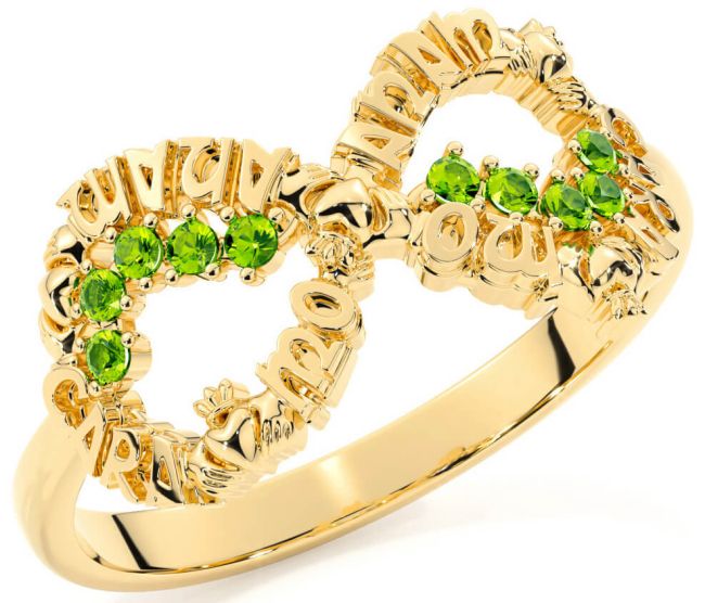 Peridot Gold Claddagh Infinity Irish 