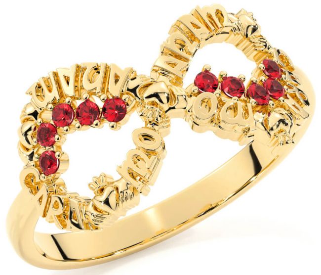 Ruby Gold Claddagh Infinity Irish 