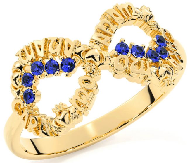Sapphire Gold Claddagh Infinity Irish 