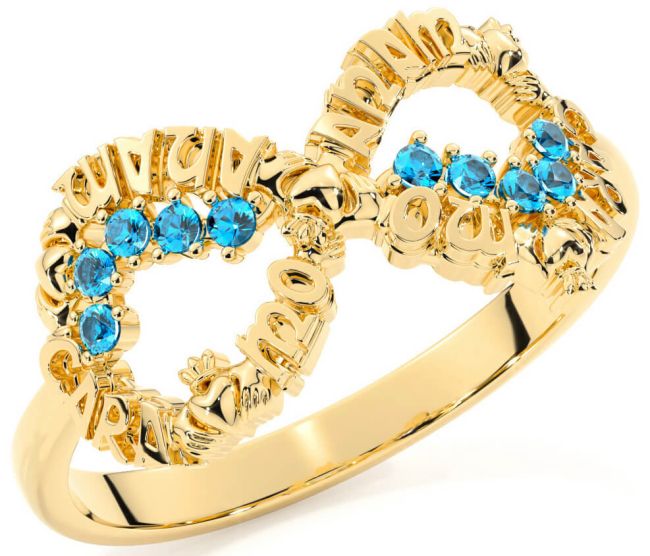 Topaz Gold Claddagh Infinity Irish 