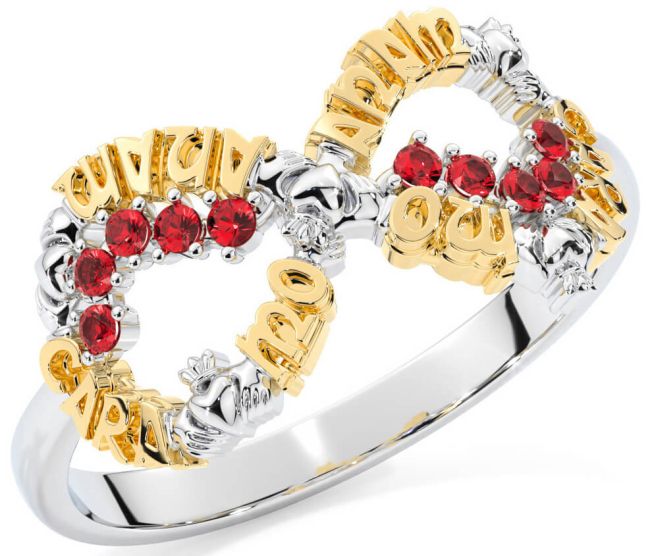 Ruby Gold Silver Claddagh Infinity Irish 