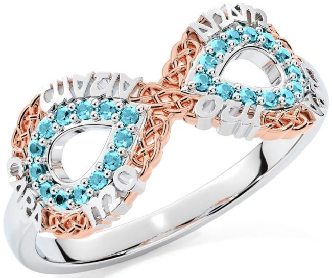 Aquamarine Rose Gold Silver Infinity Irish 
