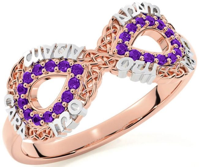 Amethyst White Rose Gold Infinity Irish 