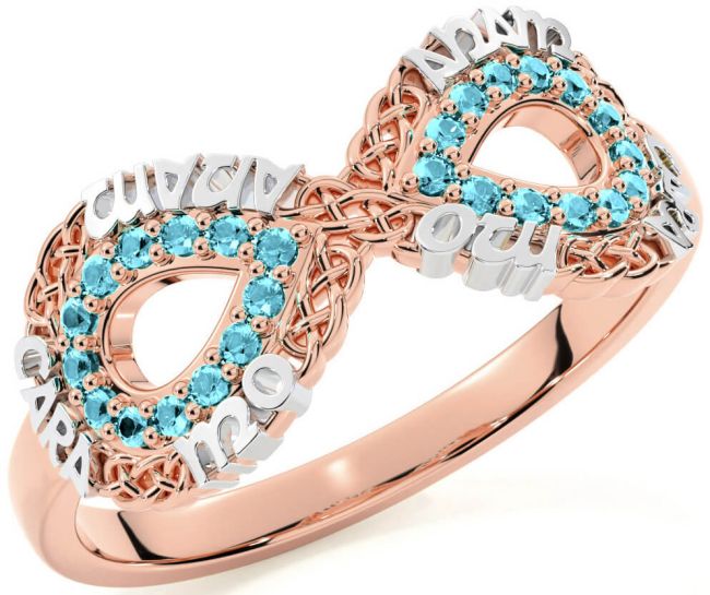 Aquamarine White Rose Gold Infinity Irish 