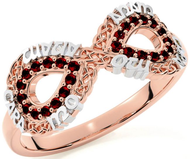 Garnet White Rose Gold Infinity Irish 