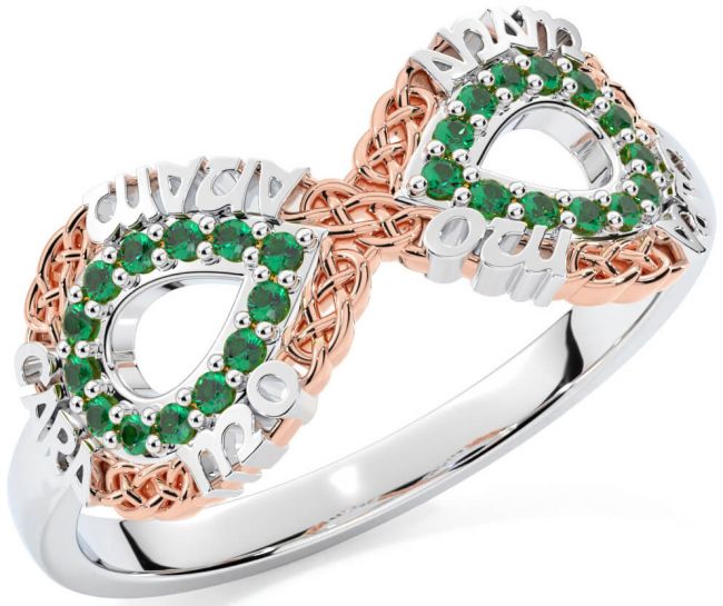 Emerald White Rose Gold Infinity Irish 