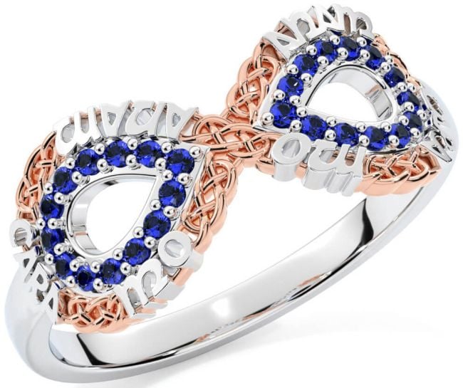 Sapphire White Rose Gold Infinity Irish 