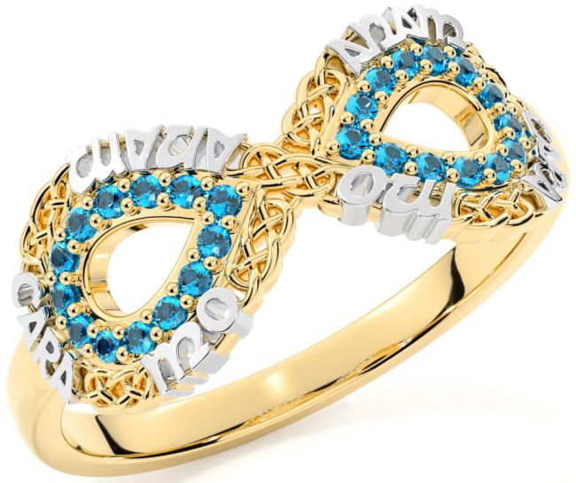 Topaz White Yellow Gold Infinity Irish 