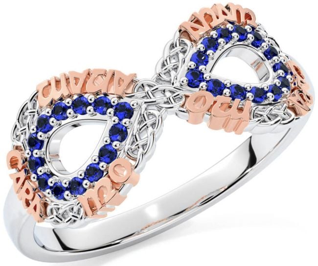 Sapphire Rose Gold Silver Infinity Irish 