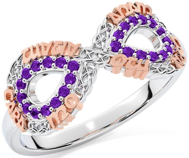 Amethyst White Rose Gold Infinity Irish 