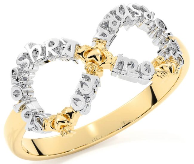 White Yellow Gold Infinity Claddagh Irish 