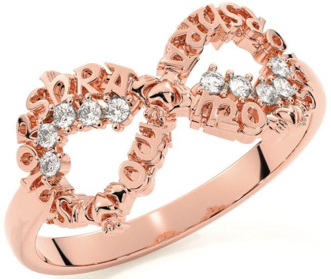Diamond Rose Gold Silver Claddagh Infinity Irish 