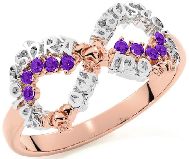 Amethyst Rose Gold Silver Claddagh Infinity Irish 