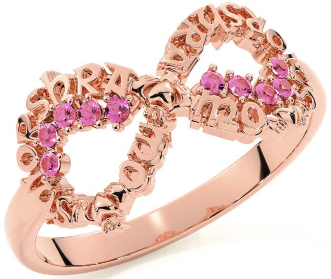 Pink Tourmaline Rose Gold Claddagh Infinity Irish 