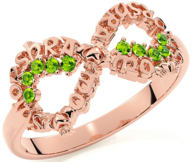 Peridot Rose Gold Claddagh Infinity Irish 