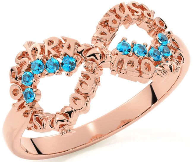 Topaz Rose Gold Claddagh Infinity Irish 