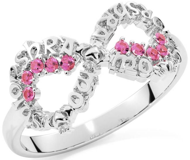 Pink Tourmaline Silver Claddagh Infinity Irish 
