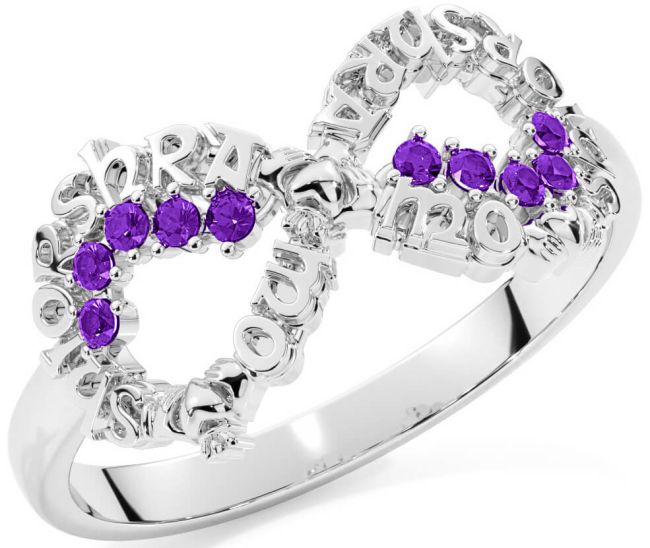 Amethyst White Gold Claddagh Infinity Irish 