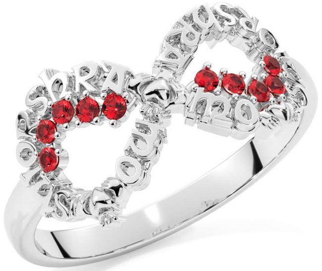 Ruby White Gold Claddagh Infinity Irish 