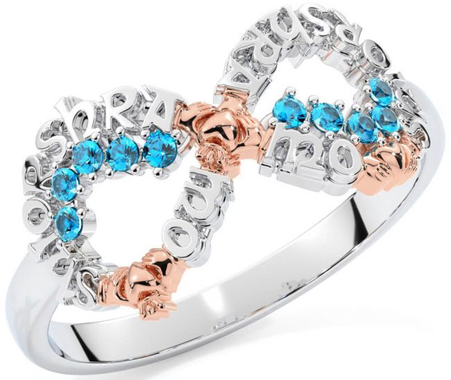 Topaz White Rose Gold Claddagh Infinity Irish 