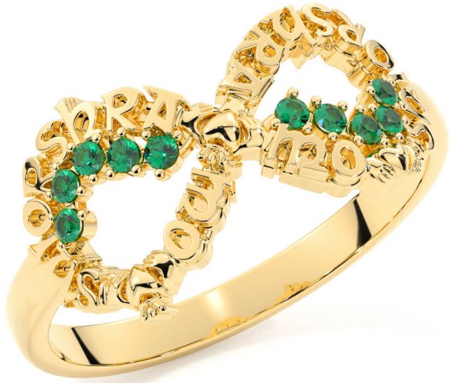Emerald Gold Claddagh Infinity Irish 