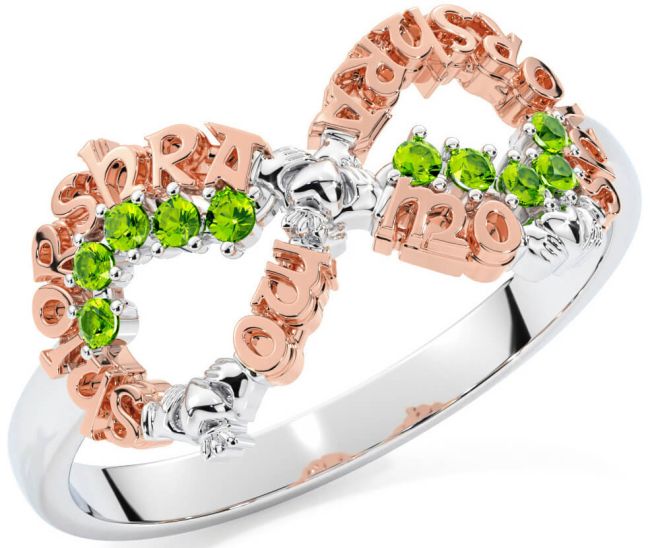 Peridot Rose Gold Silver Claddagh Infinity Irish 