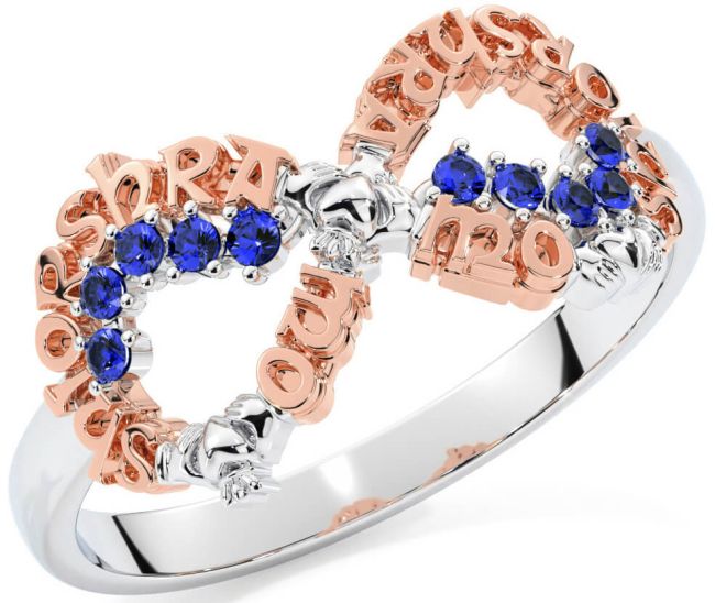 Sapphire Rose Gold Silver Claddagh Infinity Irish 