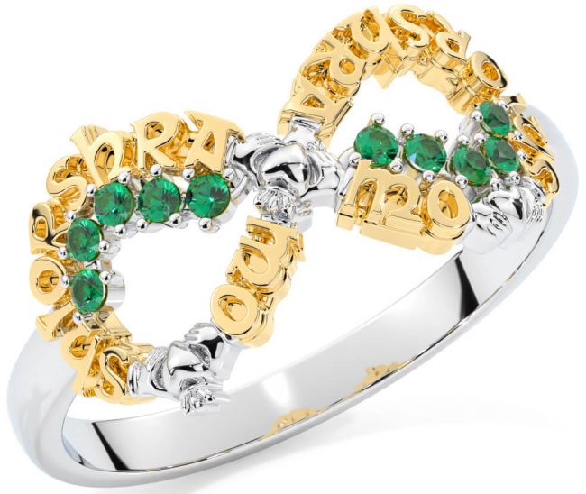 Emerald Gold Silver Claddagh Infinity Irish 