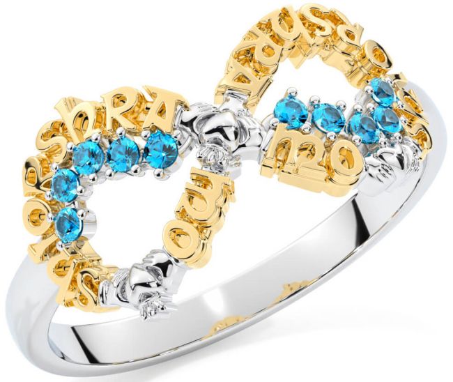 Topaz Gold Silver Claddagh Infinity Irish 