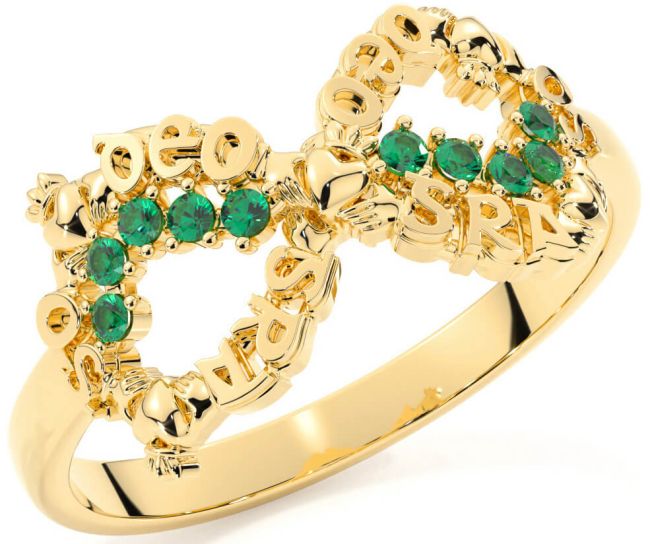 Emerald Gold Silver Claddagh Infinity Irish 