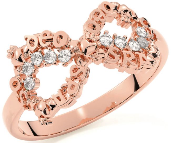 Diamond Rose Gold Claddagh Infinity Irish 