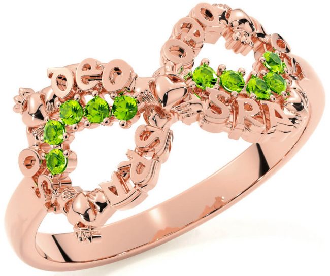 Peridot Rose Gold Claddagh Infinity Irish 