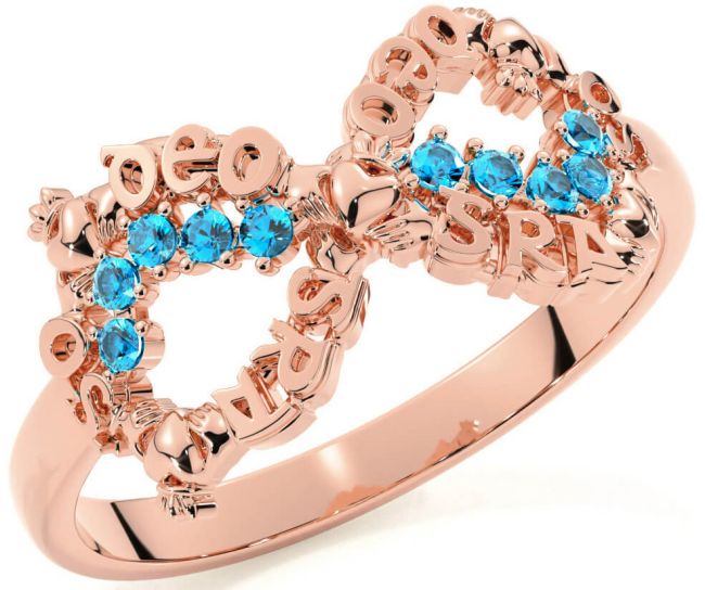 Topaz Rose Gold Claddagh Infinity Irish 