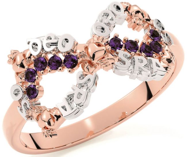 Alexandrite White Rose Gold Claddagh Infinity Irish 